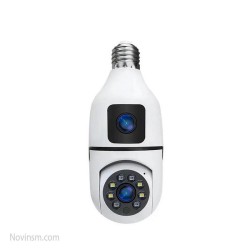 خرید اینترنتی دوربین وایرلس لامپی چرخشی دو لنز از فروشگاه شهر امنیت